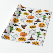 Boo-tifully Schattige Spooktacular Halloween Patte Cadeaupapier (Uitgerold)