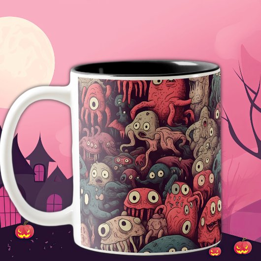 Boo-tifully Schattige Spooky Eye Monster Halloween Tweekleurige Koffiemok