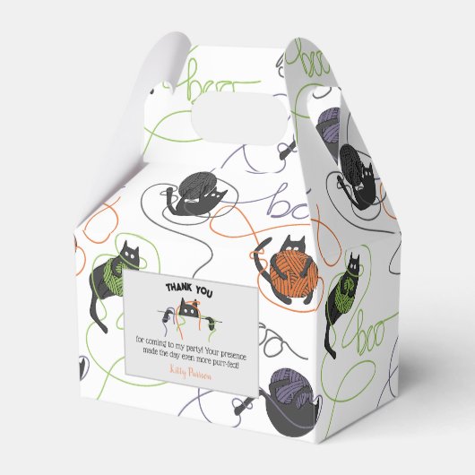 Boo-tifully Tangled Black Cats and Yarn Halloween Bedankdoosjes (Voorkant Zijde)