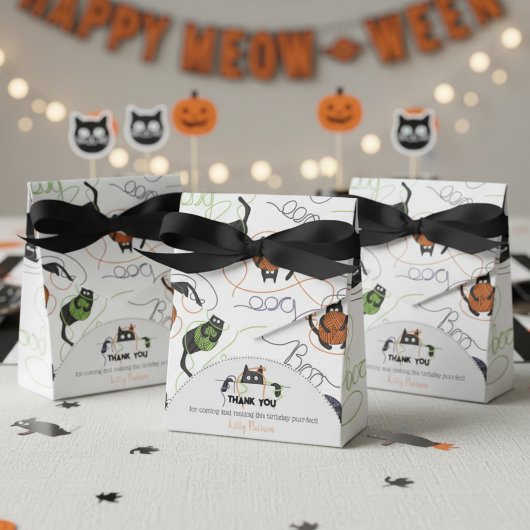 Boo-tifully Tangled Black Cats and Yarn Halloween Bedankdoosjes