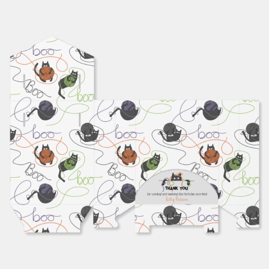 Boo-tifully Tangled Black Cats and Yarn Halloween Bedankdoosjes (Ongevouwen)