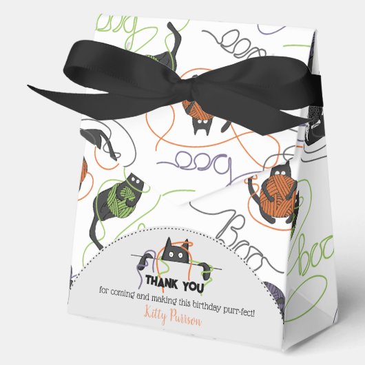 Boo-tifully Tangled Black Cats and Yarn Halloween Bedankdoosjes (Voorkant)