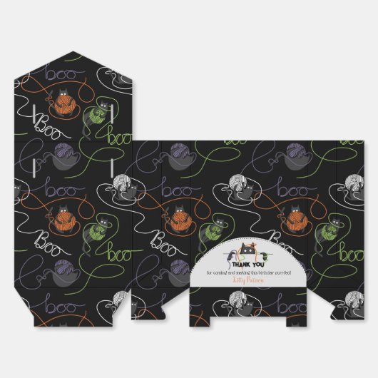 Boo-tifully Tangled Black Cats and Yarn Halloween Bedankdoosjes (Ongevouwen)