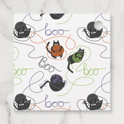 Boo-tifully Tangled Black Cats and Yarn Halloween Bedankjes Labels (Achterkant)