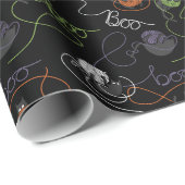 Boo-tifully Tangled Black Cats and Yarn Halloween Cadeaupapier (Rol Hoek)