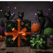 Boo-tifully Tangled Black Cats and Yarn Halloween Cadeaupapier