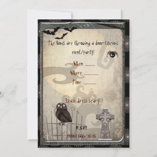 Boo-Tilicious Halloween EVENT PARTY Kaart (Achterkant)
