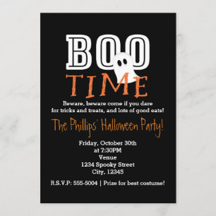 BOO TIME Halloween Costume Party Invitation Kaart