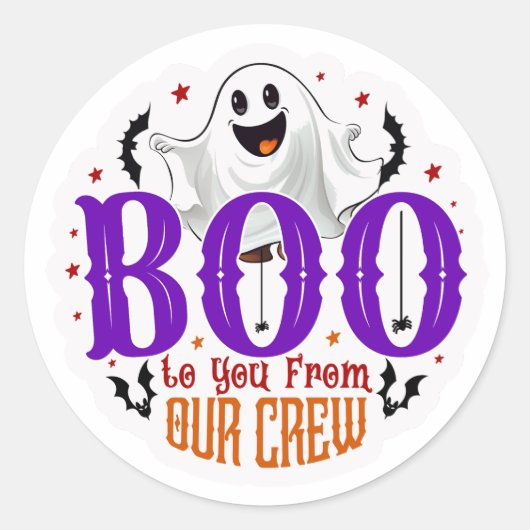 Boo to You van onze Crew' Halloween ronde Stickers (Voorkant)