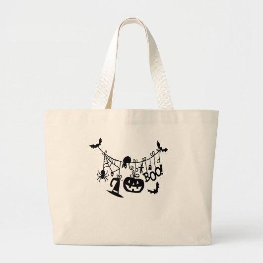 Boo Trick or treat Halloween vleermuizen, pompoene Grote Tote Bag (Voorkant)
