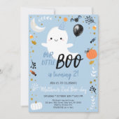 Boo Turning Two Blue Ghost Halloween Birthday Kaart (Voorkant)