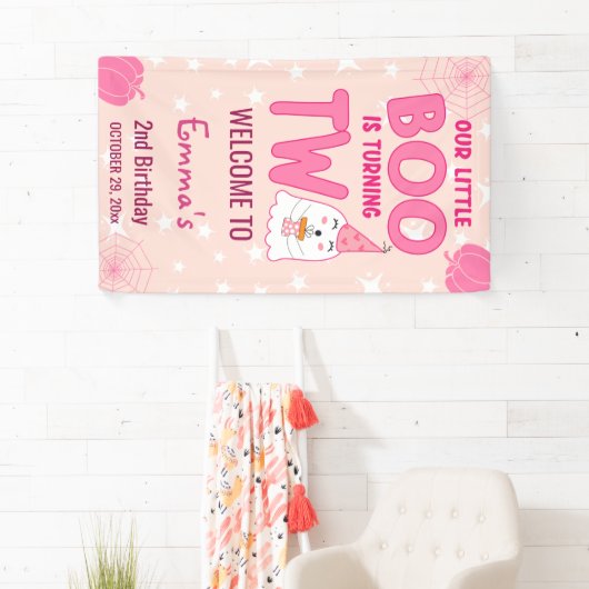 Boo Turning Two Halloween 2e verjaardag Welkom Spandoek (Insitu)