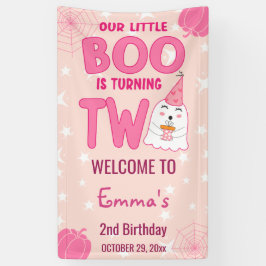 Boo Turning Two Halloween 2e verjaardag Welkom Spandoek