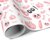 Boo Twee Roze Meisje Halloween Verjaardag Cadeaupapier (Rol Hoek)