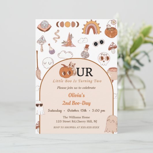 Boo Tweede Verjaardag Onze Kleine Boo wordt Twee Kaart (Staand voorkant)