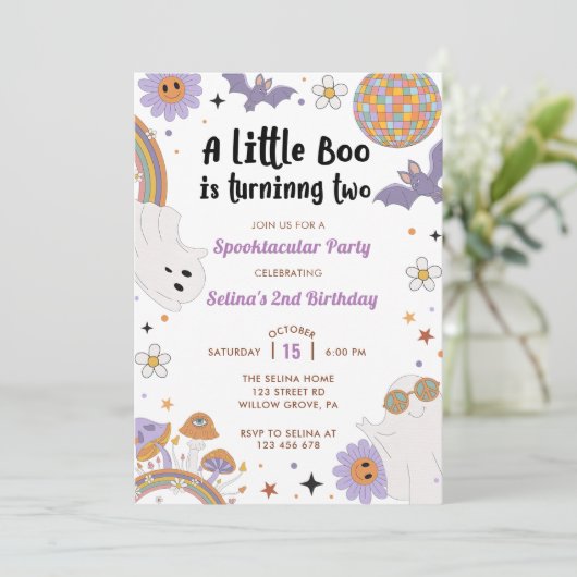 Boo Tweede Verjaardag Onze Kleine Boo wordt Twee Kaart (Staand voorkant)