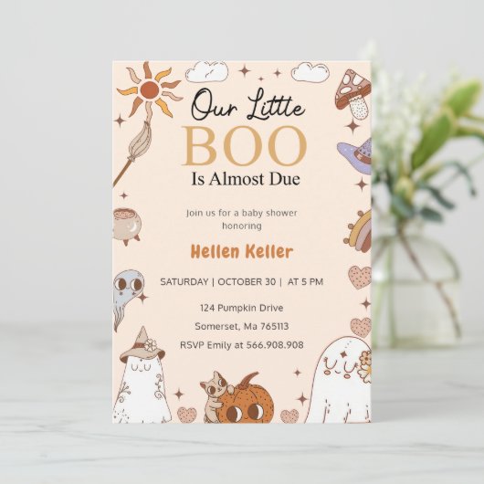 Boo Tweede Verjaardag Onze Kleine Boo wordt Twee Kaart (Staand voorkant)