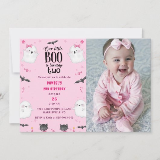 Boo Tweede Verjaardag Onze Kleine Boo wordt Twee Kaart (Voorkant)