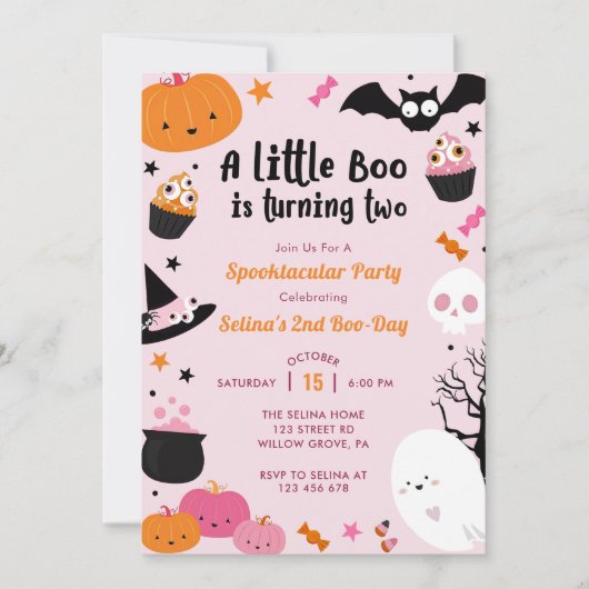 Boo Tweede Verjaardag Onze Kleine Boo wordt Twee Kaart (Voorkant)