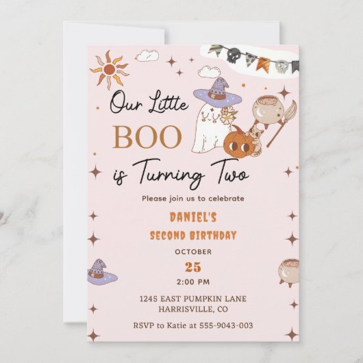 Boo Tweede Verjaardag Onze Kleine Boo wordt Twee Kaart (Voorkant)