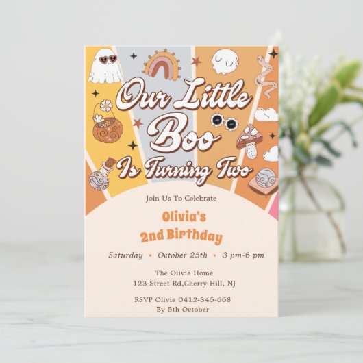 Boo Tweede Verjaardag Onze Kleine Boo wordt Twee Kaart (Staand voorkant)