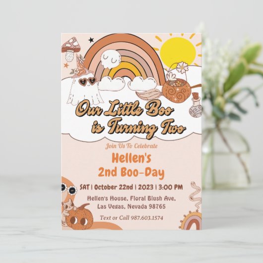 Boo Tweede Verjaardag Onze Kleine Boo wordt Twee Kaart (Staand voorkant)