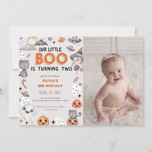 Boo Tweede Verjaardag Onze Kleine Boo wordt Twee Kaart (Voorkant)