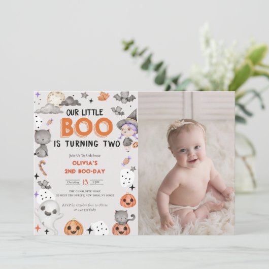 Boo Tweede Verjaardag Onze Kleine Boo wordt Twee Kaart (Staand voorkant)