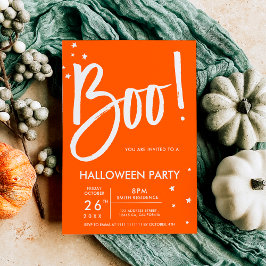 Boo typografie sinaasappel Halloween feeststerren Kaart