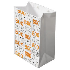 BOO Typografie Speelse Witte Geesten Halloween Medium Cadeauzakje