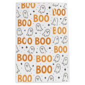 BOO Typografie Speelse Witte Geesten Halloween Medium Cadeauzakje (Voorkant)