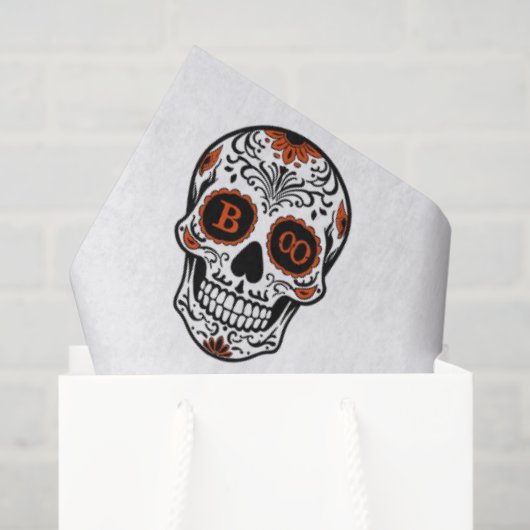 BOO Typography Skull Halloween - Modern Gothic Tissuepapier (Cadeauzakje)