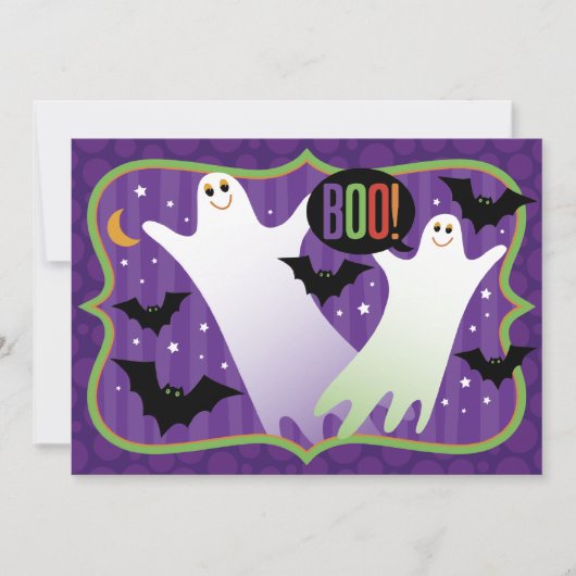 Boo. Uitnodiging van Cute Ghosts Halloween Party (Voorkant)
