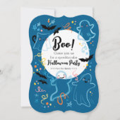 Boo. Uitnodiging van de Halloween-partij van het k (Voorkant)