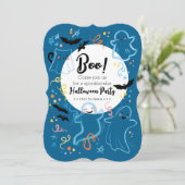 Boo. Uitnodiging van de Halloween-partij van het k (Staand voorkant)