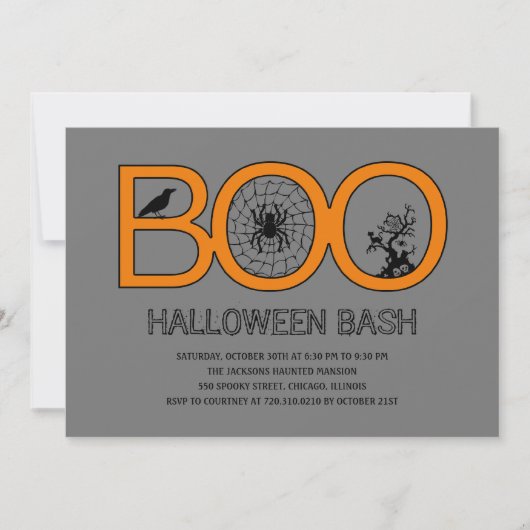 Boo. Uitnodiging voor Halloween Party (Voorkant)