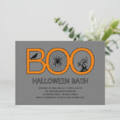 Boo. Uitnodiging voor Halloween Party (Staand voorkant)