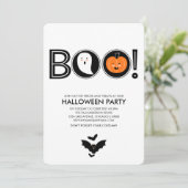 Boo. Uitnodiging voor Halloween Party (Staand voorkant)