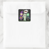 Boo. Vampire, heks en Mummy Halloween Vierkante Sticker (Tas)