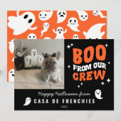 Boo van de bemanning | Moderne retro Halloween-fot Feestdagenkaart (Voorkant / Achterkant)
