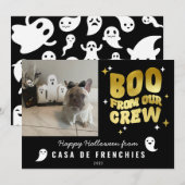 Boo van de bemanning | Moderne Retro Halloween-fot Feestdagenkaart (Voorkant / Achterkant)