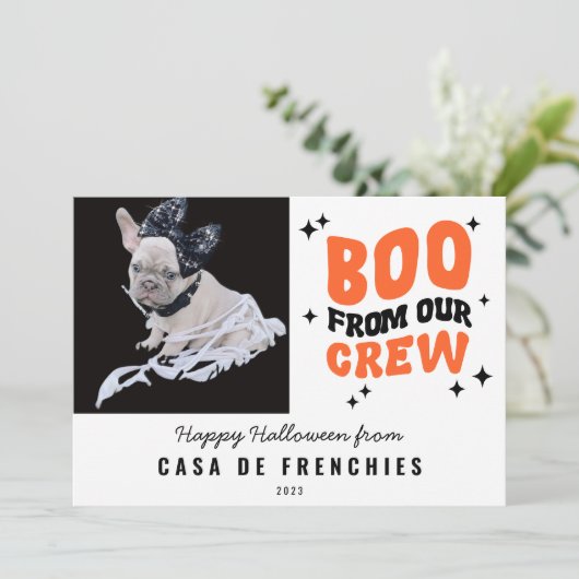 Boo van de bemanning | Moderne Retro Halloween-fot Feestdagenkaart (Staand voorkant)
