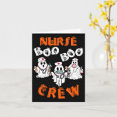 Boo verpleegster scrub grappige geest halloween ko kaart (Gele Bloem)