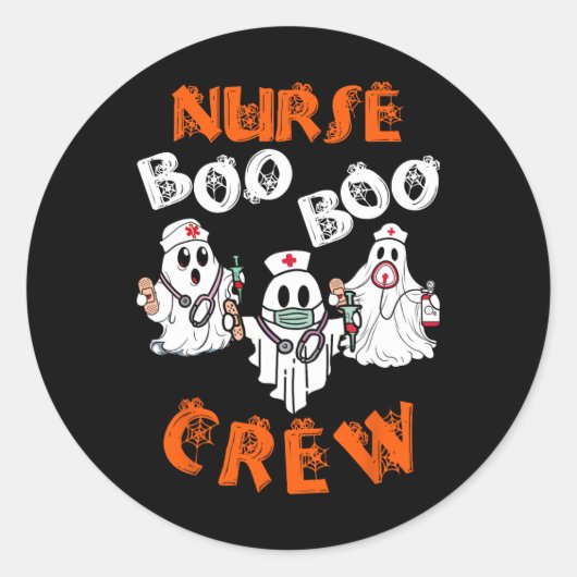 Boo verpleegster scrub grappige geest halloween ko ronde sticker (Voorkant)