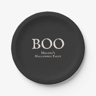 Boo Vintage Halloweenfeest Zwart Papieren Bordje