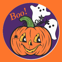 Boo. We hebben je! De kleine Halloween-geesten zei Ronde Sticker