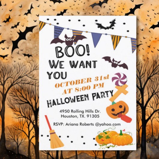 Boo We willen je Kinderen Halloween feest Kaart