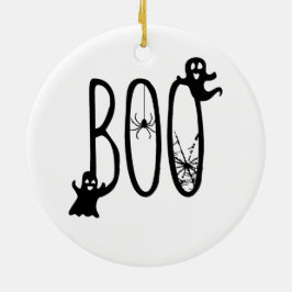 Boo Whimsical Geesten & Spinne Halloween Keramisch Ornament