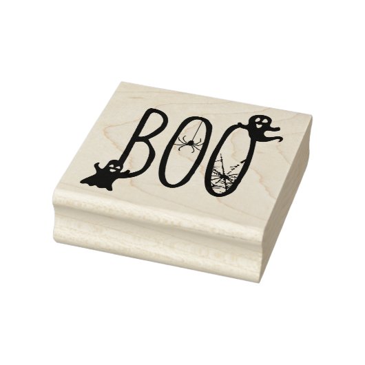 Boo Whimsical Griezelige Geest & Spin Halloween Rubberstempel (Stempel)