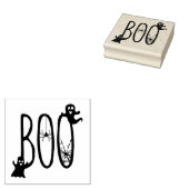 Boo Whimsical Griezelige Geest & Spin Halloween Rubberstempel (Gestempeld)